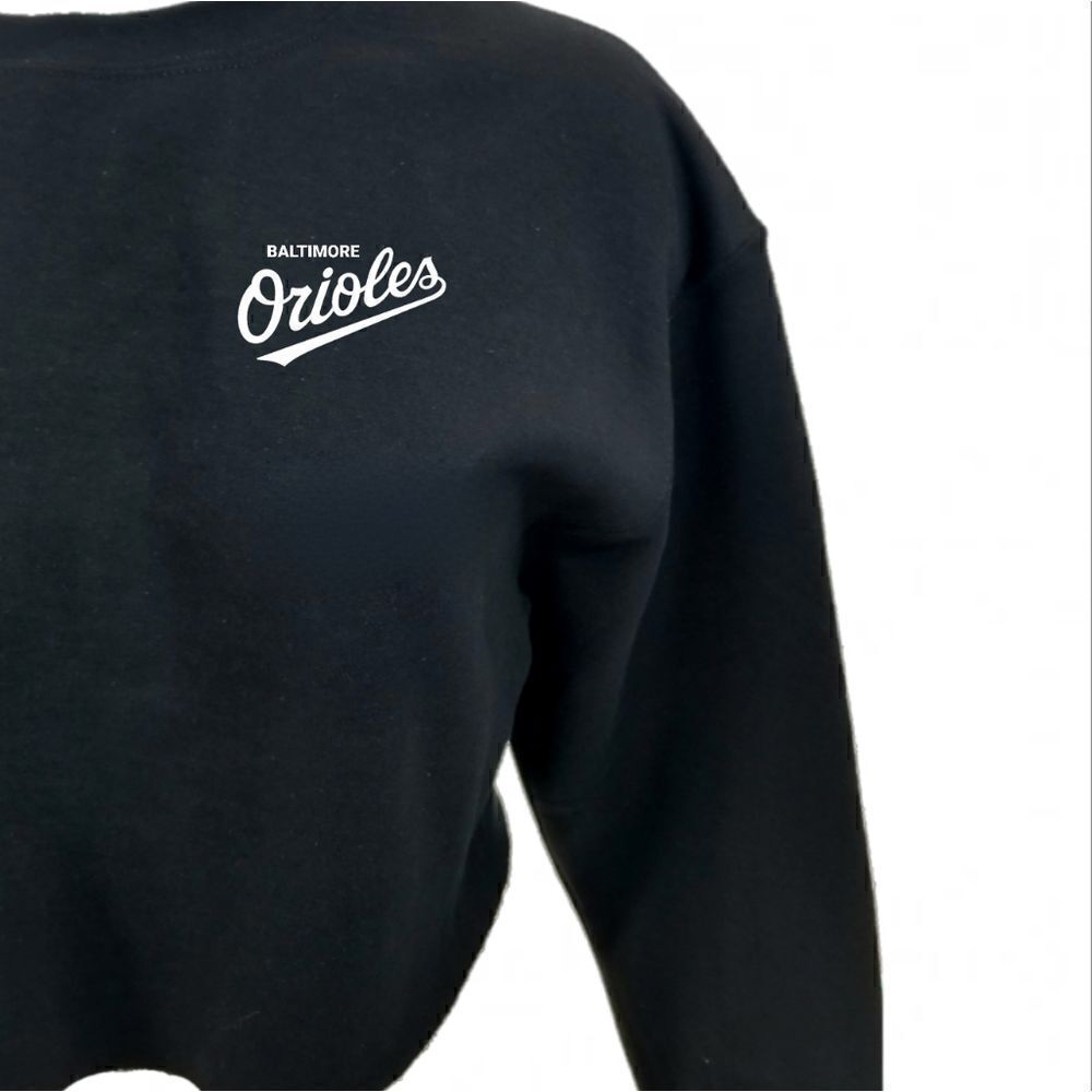 BALTIMORE ORIOLES Double Script Retro Crop Top MLB Pullover Crewneck Sweatshirt - Picture 4 of 6
